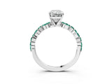 White gold Radiant Cut Diamond Ring with Marquise and Round with Green Sapphire side stone Side Stones and Four-Prong Setting_3