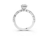 White gold Radiant Cut Diamond Ring with Marquise and Round with Moissanite side stone Side Stones and Four-Prong Setting_63