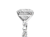 White gold Radiant Cut Diamond Ring with Marquise and Round with Moissanite side stone Side Stones and Four-Prong Setting_65