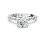 White gold Radiant Cut Diamond Ring with Marquise and Round with Moissanite side stone Side Stones and Four-Prong Setting_72