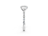 White gold Radiant Cut Diamond Ring with Marquise and Round with Moissanite side stone Side Stones and Four-Prong Setting_74