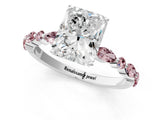 White gold Radiant Cut Diamond Ring with Marquise and Round with Morganite side stone Side Stones and Four-Prong Setting_13