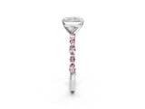White gold Radiant Cut Diamond Ring with Marquise and Round with Morganite side stone Side Stones and Four-Prong Setting_14