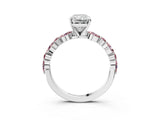 White gold Radiant Cut Diamond Ring with Marquise and Round with Morganite side stone Side Stones and Four-Prong Setting_15