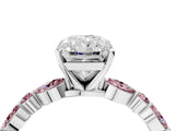 White gold Radiant Cut Diamond Ring with Marquise and Round with Morganite side stone Side Stones and Four-Prong Setting_16