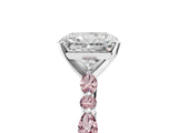 White gold Radiant Cut Diamond Ring with Marquise and Round with Morganite side stone Side Stones and Four-Prong Setting_17