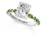 White gold Radiant Cut Diamond Ring with Marquise and Round with Peridot side stone Side Stones and Four-Prong Setting_1