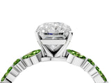 White gold Radiant Cut Diamond Ring with Marquise and Round with Peridot side stone Side Stones and Four-Prong Setting_16