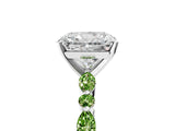 White gold Radiant Cut Diamond Ring with Marquise and Round with Peridot side stone Side Stones and Four-Prong Setting_17