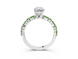 White gold Radiant Cut Diamond Ring with Marquise and Round with Peridot side stone Side Stones and Four-Prong Setting_3