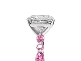 White gold Radiant Cut Diamond Ring with Marquise and Round with Pink Sapphire side stone Side Stones and Four-Prong Setting_17