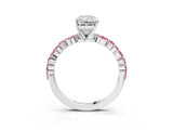 White gold Radiant Cut Diamond Ring with Marquise and Round with Pink Sapphire side stone Side Stones and Four-Prong Setting_3