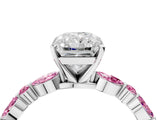White gold Radiant Cut Diamond Ring with Marquise and Round with Pink Sapphire side stone Side Stones and Four-Prong Setting_4