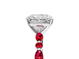 White gold Radiant Cut Diamond Ring with Marquise and Round with Ruby side stone Side Stones and Four-Prong Setting_53