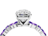 White gold Radiant Cut Diamond Ring with Marquise and Round with Tanzanite side stone Side Stones and Four-Prong Setting_28