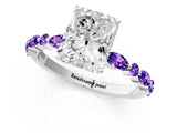 White gold Radiant Cut Diamond Ring with Marquise and Round with Tanzanite side stone Side Stones and Four-Prong Setting_31