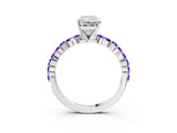 White gold Radiant Cut Diamond Ring with Marquise and Round with Tanzanite side stone Side Stones and Four-Prong Setting_33