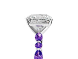White gold Radiant Cut Diamond Ring with Marquise and Round with Tanzanite side stone Side Stones and Four-Prong Setting_35