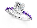 White gold Radiant Cut Diamond Ring with Marquise and Round with Tanzanite side stone Side Stones and Four-Prong Setting_37