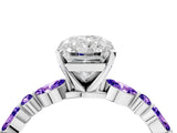 White gold Radiant Cut Diamond Ring with Marquise and Round with Tanzanite side stone Side Stones and Four-Prong Setting_39