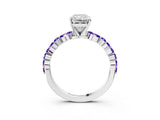 White gold Radiant Cut Diamond Ring with Marquise and Round with Tanzanite side stone Side Stones and Four-Prong Setting_39