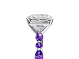 White gold Radiant Cut Diamond Ring with Marquise and Round with Tanzanite side stone Side Stones and Four-Prong Setting_41