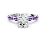 White gold Radiant Cut Diamond Ring with Marquise and Round with Tanzanite side stone Side Stones and Four-Prong Setting_42