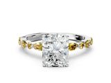 White gold Radiant Cut Diamond Ring with Marquise and Round with Yellow Sapphire side stone Side Stones and Four-Prong Setting_24