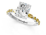 White gold Radiant Cut Diamond Ring with Marquise and Round with Yellow Sapphire side stone Side Stones and Four-Prong Setting_25