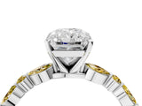 White gold Radiant Cut Diamond Ring with Marquise and Round with Yellow Sapphire side stone Side Stones and Four-Prong Setting_28
