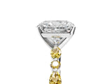 White gold Radiant Cut Diamond Ring with Marquise and Round with Yellow Sapphire side stone Side Stones and Four-Prong Setting_29