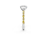 White gold Radiant Cut Diamond Ring with Marquise and Round with Yellow Sapphire side stone Side Stones and Four-Prong Setting_38