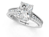 White gold Radiant Cut Diamond Ring with Milgrain Pavé Band and Four-Prong Setting_39