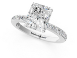 White gold Radiant Cut Diamond Ring with Pavé Band and Four-Prong Setting_131
