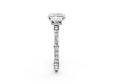 White gold Radiant Cut Diamond Ring with Pavé Band and Four-Prong Setting_132