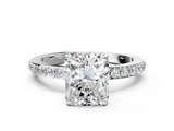 White gold Radiant Cut Diamond Ring with Pavé Band and Four-Prong Setting_134