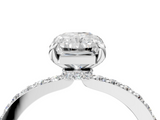 White gold Radiant Cut Diamond Ring with Pavé Band and Four-Prong Setting_197