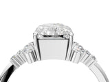 White gold Radiant Cut Diamond Ring with Side Stones and Four-Prong Setting_100