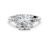 White gold Radiant Cut Diamond Ring with Side Stones and Four-Prong Setting_96