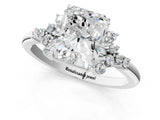White gold Radiant Cut Diamond Ring with Side Stones and Four-Prong Setting_97