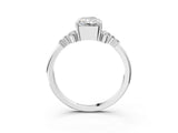 White gold Radiant Cut Diamond Ring with Side Stones and Four-Prong Setting_99