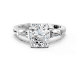 White gold Radiant Cut Diamond Ring with Tapered Baguette Side Stones in Four-Prong Setting_32