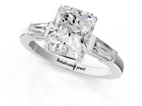 White gold Radiant Cut Diamond Ring with Tapered Baguette Side Stones in Four-Prong Setting_33