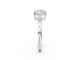 White gold Radiant Cut Diamond Ring with Tapered Baguette Side Stones in Four-Prong Setting_34