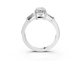 White gold Radiant Cut Diamond Ring with Tapered Baguette Side Stones in Four-Prong Setting_35