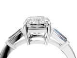 White gold Radiant Cut Diamond Ring with Tapered Baguette Side Stones in Four-Prong Setting_36