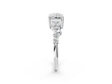 White gold Radiant Cut Diamond Scattered Round Accent Ring with Prong Setting_20