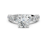 White gold Radiant Cut Diamond Side Stone Engagement Ring with Four-Prong Setting_24