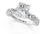 White gold Radiant Cut Diamond Side Stone Engagement Ring with Four-Prong Setting_25