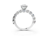 White gold Radiant Cut Diamond Side Stone Engagement Ring with Four-Prong Setting_27